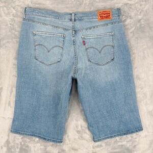 Levi's Bermuda Shorts Womens 32 Fits 34x12.5 Light Blue Stretch Classic Long